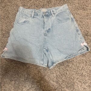 PacSun Denim Shorts with Pink Bow Accents